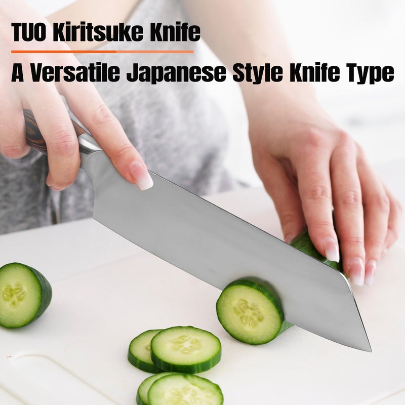 TUO Kiritsuke Chef Knife, 8.5 inch Asian Kitchen Knife for Cutting Fish & Meat, High Carbon German Steel Japanese Blade-Type with Ergonomic Handle - Image 4